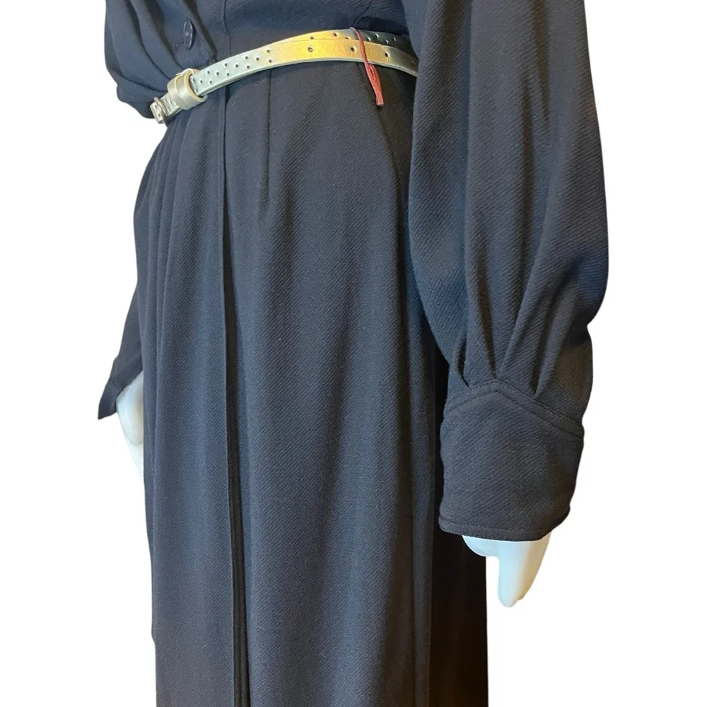Louis Féraud Vintage Wool Wrap Dress, West Germany, 10, Black - Picture 10 of 16